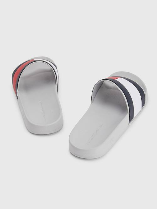 Tommy Hilfiger Flag Pool Slides Moški Sandali Siva | TH407SVN