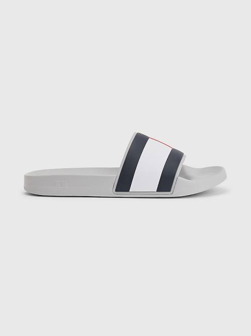 Tommy Hilfiger Flag Pool Slides Moški Sandali Siva | TH407SVN
