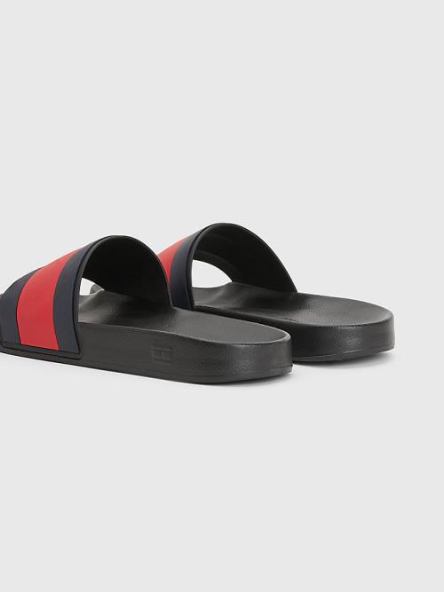 Tommy Hilfiger Flag Pool Slides Moški Sandali Črna | TH461BUZ