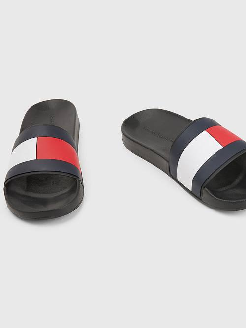 Tommy Hilfiger Flag Pool Slides Moški Sandali Črna | TH461BUZ
