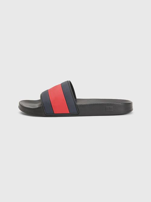 Tommy Hilfiger Flag Pool Slides Moški Sandali Črna | TH461BUZ
