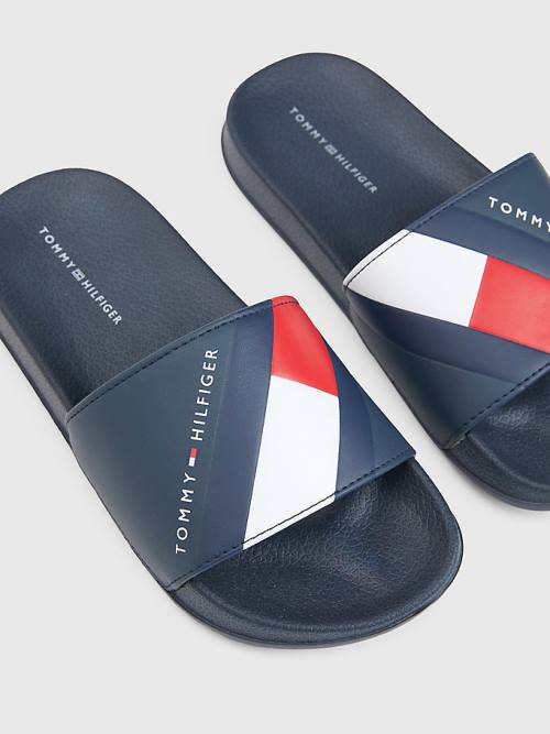 Tommy Hilfiger Flag Print Pool Slides Fantje Sandali Modra | TH027UIR