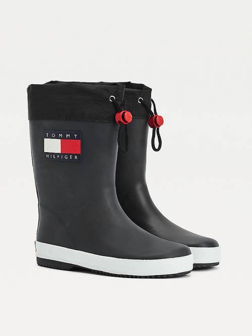 Tommy Hilfiger Flag Toggle Rain Fantje Škornji Črna | TH321JMB