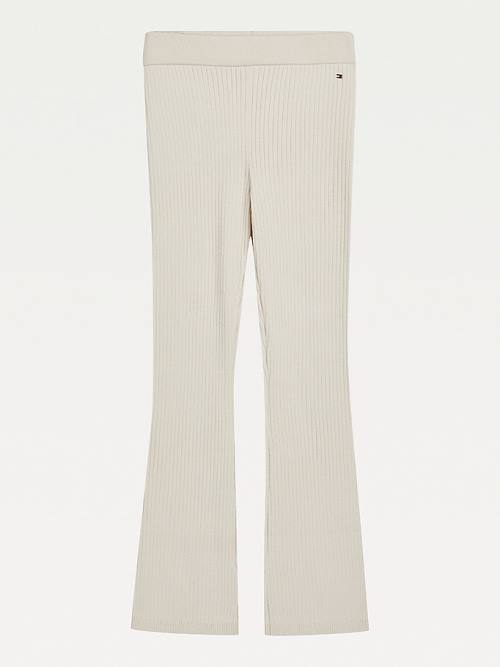 Tommy Hilfiger Flared Rib-Knit Dekleta Hlače Bež | TH430UIG
