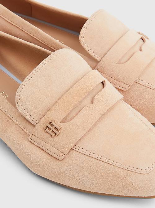 Tommy Hilfiger Flat Suede Ženske Loafers Bež | TH237ETM