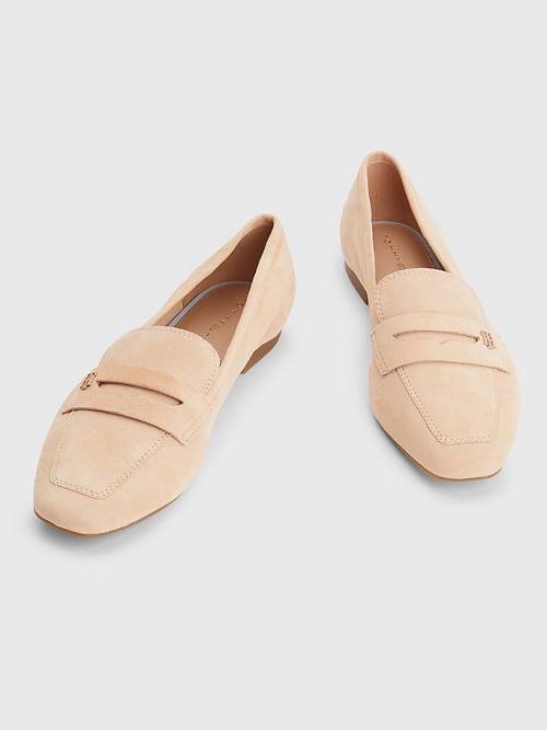 Tommy Hilfiger Flat Suede Ženske Loafers Bež | TH237ETM