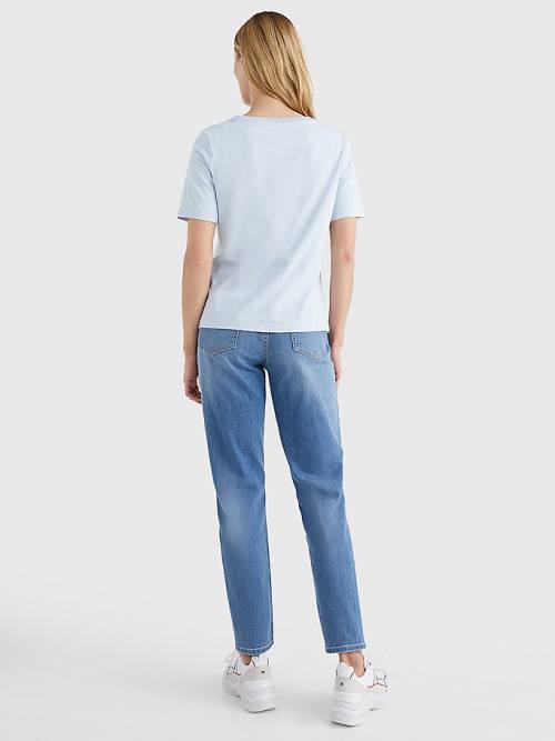 Tommy Hilfiger Flock Flag Ženske Majice Modra | TH926RUK