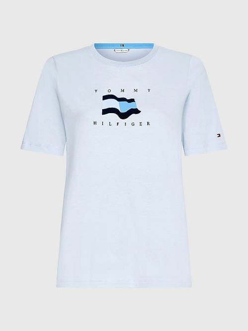 Tommy Hilfiger Flock Flag Ženske Majice Modra | TH926RUK