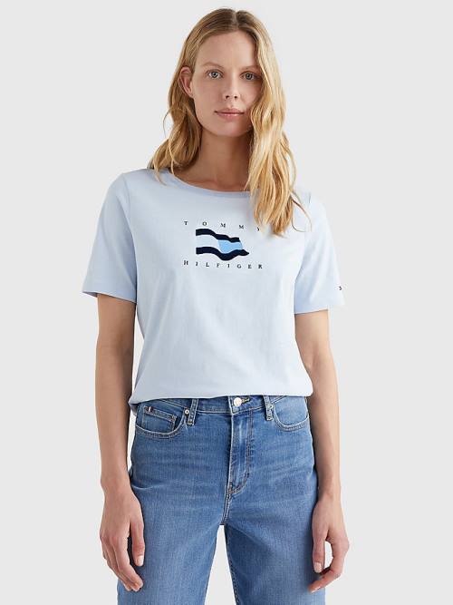 Tommy Hilfiger Flock Flag Ženske Majice Modra | TH926RUK