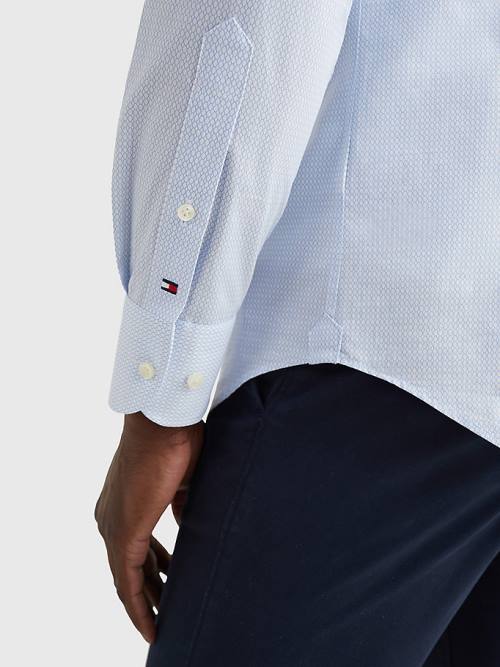 Tommy Hilfiger Geometric Print Slim Fit Moški Srajce Modra | TH815JWM