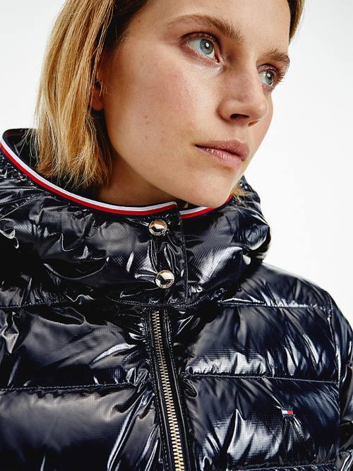 Tommy Hilfiger Glossy High Loft Puffer Coat Ženske Jakne Modra | TH904CHN