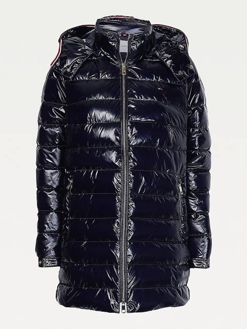 Tommy Hilfiger Glossy High Loft Puffer Coat Ženske Jakne Modra | TH904CHN