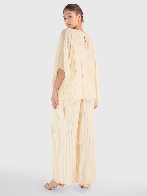 Tommy Hilfiger Gold Stripe Jumpsuit Ženske Obleke Bela | TH951IEL