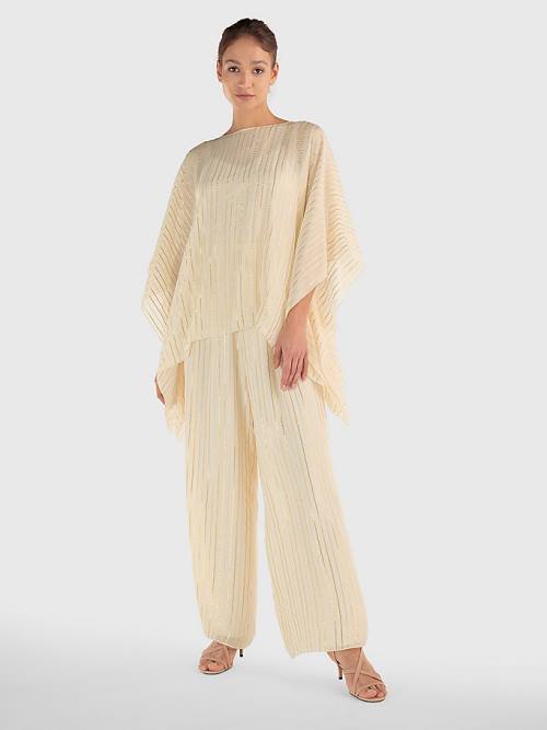 Tommy Hilfiger Gold Stripe Jumpsuit Ženske Obleke Bela | TH951IEL