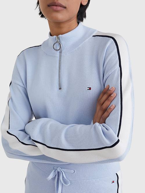Tommy Hilfiger Half Zip Regular Fit Jumper Ženske Puloverji Modra | TH095ZFV