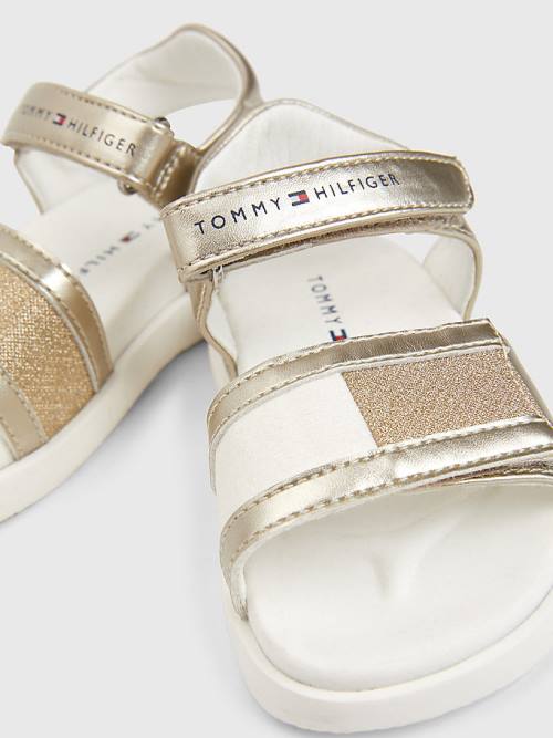 Tommy Hilfiger High Shine Glitter Flag Dekleta Sandali Zlato | TH172QLA