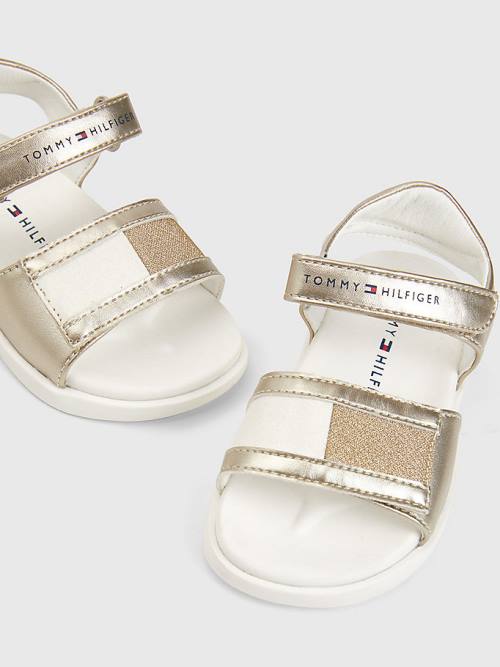 Tommy Hilfiger High Shine Glitter Flag Dekleta Sandali Zlato | TH172QLA