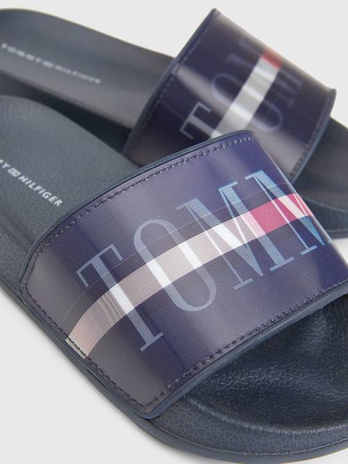 Tommy Hilfiger Holographic Logo Pool Slides Fantje Sandali Modra | TH124FWR