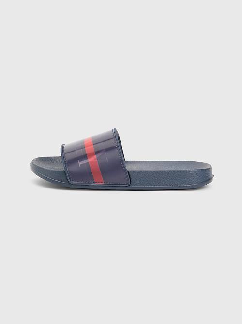 Tommy Hilfiger Holographic Logo Pool Slides Fantje Sandali Modra | TH124FWR