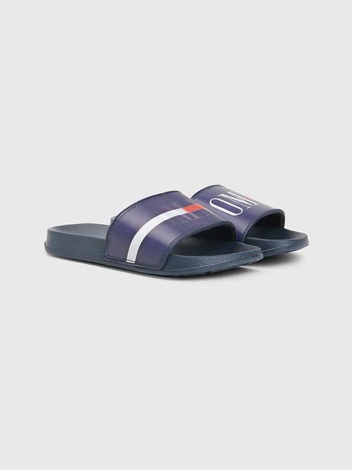 Tommy Hilfiger Holographic Logo Pool Slides Fantje Sandali Modra | TH124FWR