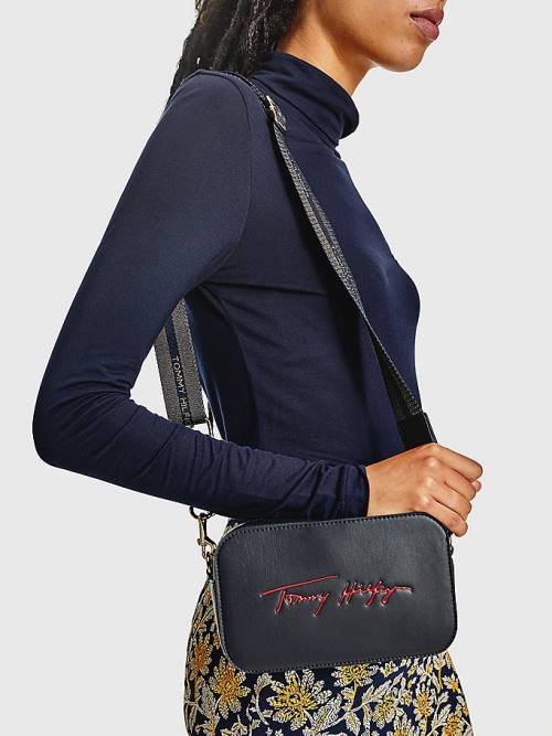 Tommy Hilfiger Iconic Signature Camera Ženske Torbice Modra | TH137QGT