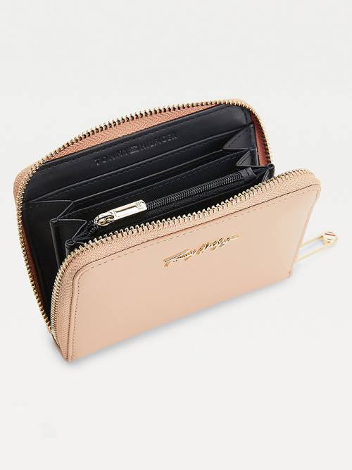 Tommy Hilfiger Iconic Zip-Around Medium Ženske Denarnice Bež | TH063INL
