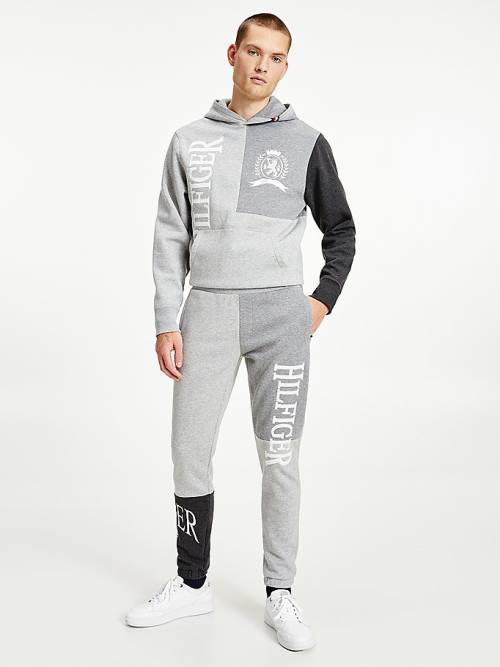Tommy Hilfiger Icons Colour-Blocked Crest Joggers Moški Hlače Siva | TH934SQE