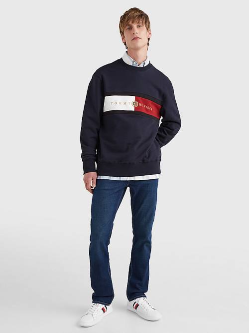 Tommy Hilfiger Icons Logo Crew Neck Moški Pulover Modra | TH168LSN