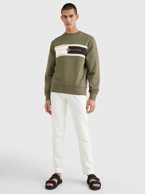 Tommy Hilfiger Icons Logo Crew Neck Moški Pulover Kaki | TH273JVX