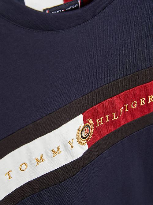 Tommy Hilfiger Icons Organic Cotton Logo Fantje Majice Modra | TH968RFH