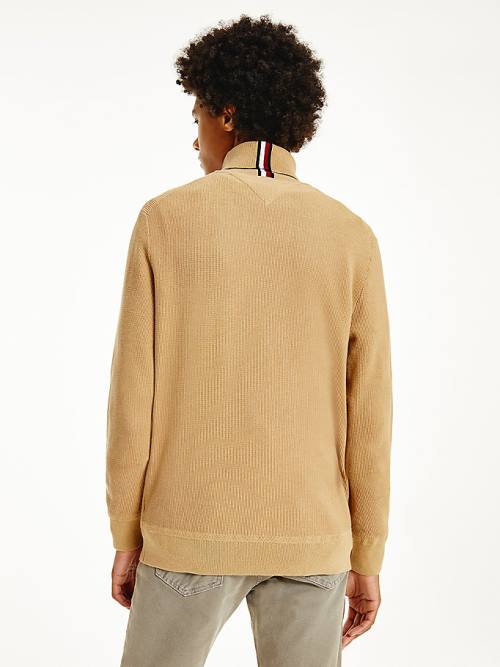 Tommy Hilfiger Icons TH Flex Roll Neck Jumper Moški Puloverji Kaki | TH785UQF