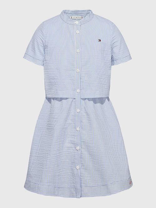 Tommy Hilfiger Ithaca Stripe Shirt Dekleta Obleke Modra | TH965NWF