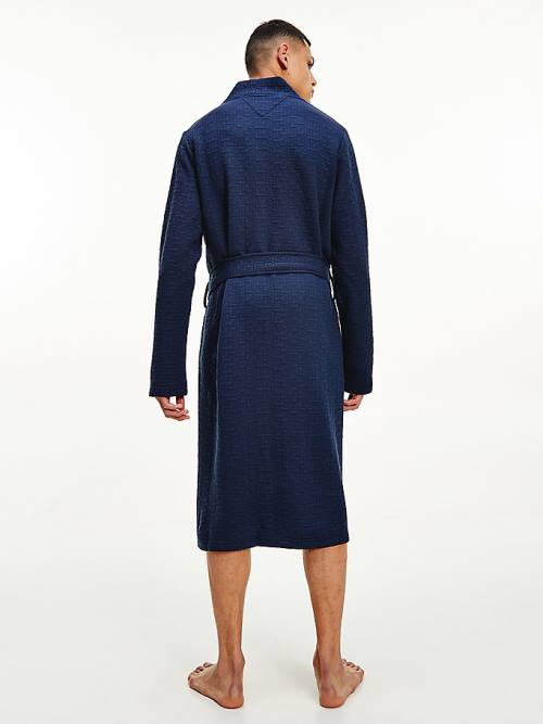Tommy Hilfiger Jacquard Bathrobe Moški Pižama Modra | TH516KQS