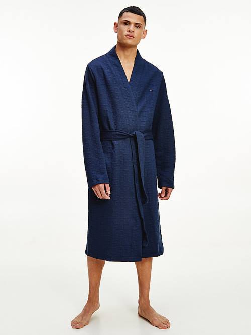 Tommy Hilfiger Jacquard Bathrobe Moški Pižama Modra | TH516KQS