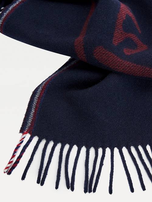 Tommy Hilfiger Jacquard Logo Moški Šal Modra | TH289IRD