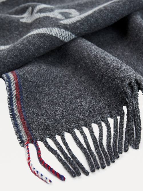 Tommy Hilfiger Jacquard Logo Moški Šal Siva | TH952KWX