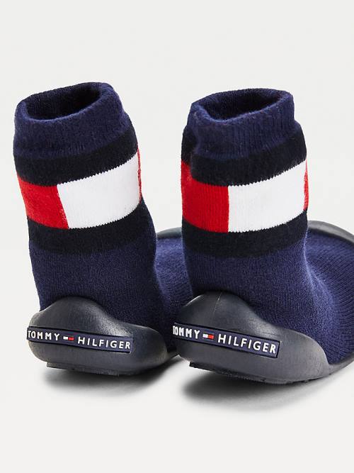 Tommy Hilfiger Knitted Colour-Blocked Slipper Sock Fantje Škornji Modra | TH532DZS