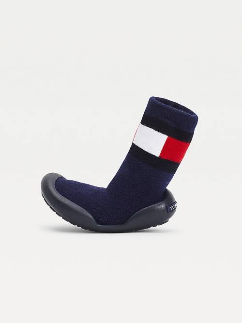 Tommy Hilfiger Knitted Colour-Blocked Slipper Sock Fantje Škornji Modra | TH532DZS