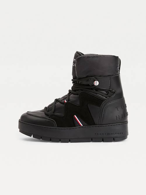 Tommy Hilfiger Lace-Up Snow Ženske Škornji Črna | TH586JTI