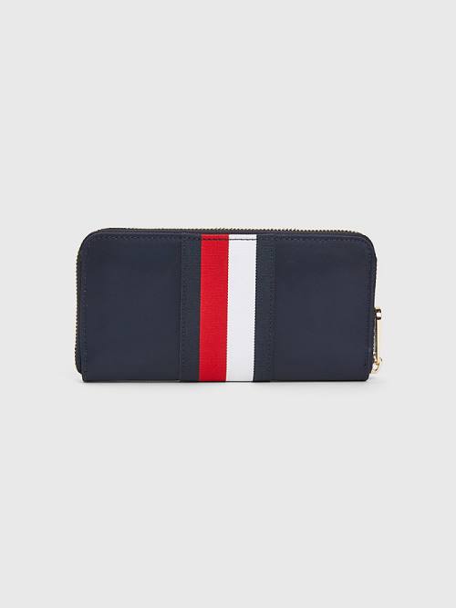 Tommy Hilfiger Large Zip-Around Signature Ženske Denarnice Modra | TH015UKO