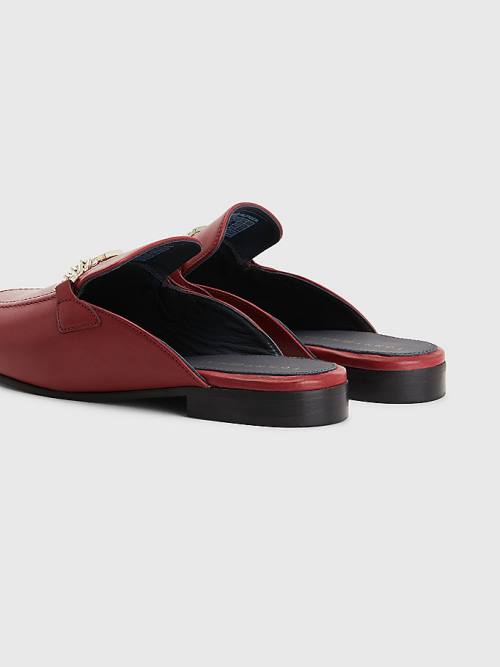 Tommy Hilfiger Leather Chain Mule Ženske Loafers Rdeča | TH028CJP