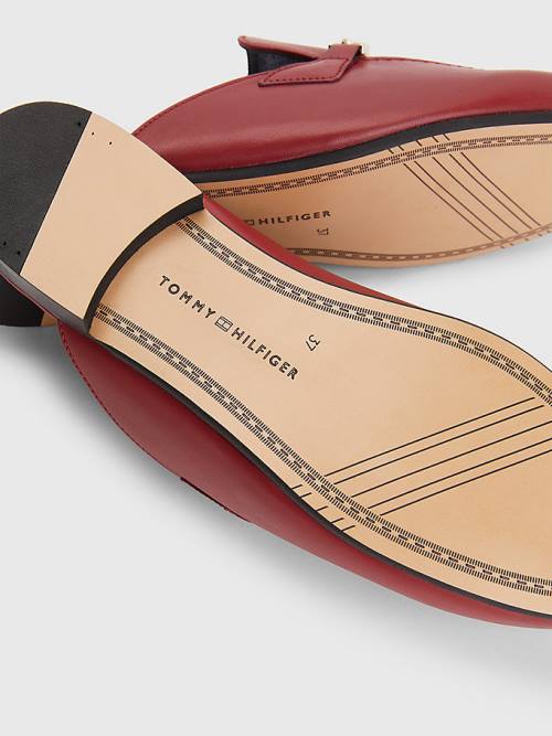 Tommy Hilfiger Leather Chain Mule Ženske Loafers Rdeča | TH028CJP