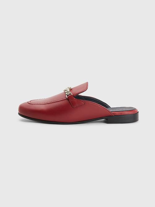 Tommy Hilfiger Leather Chain Mule Ženske Loafers Rdeča | TH028CJP