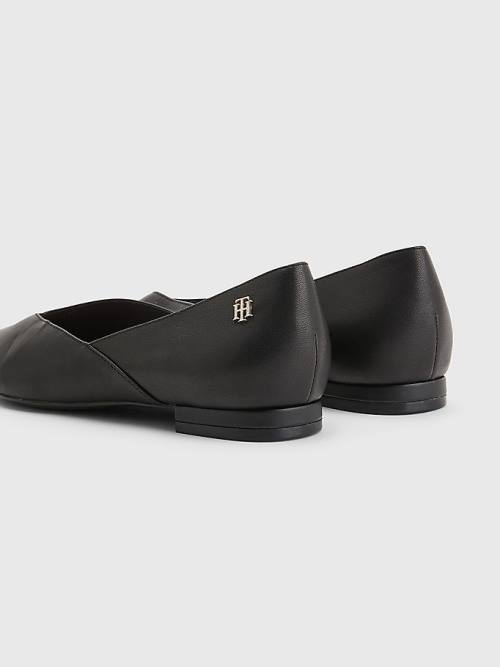 Tommy Hilfiger Leather Pointed Ženske Balerina Črna | TH679HFI