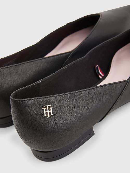 Tommy Hilfiger Leather Pointed Ženske Balerina Črna | TH679HFI