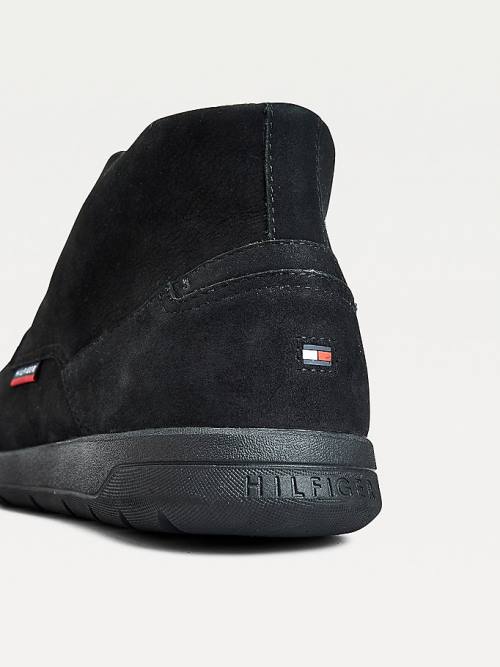 Tommy Hilfiger Lightweight Nubuck Hybrid Moški Škornji Črna | TH573DFS