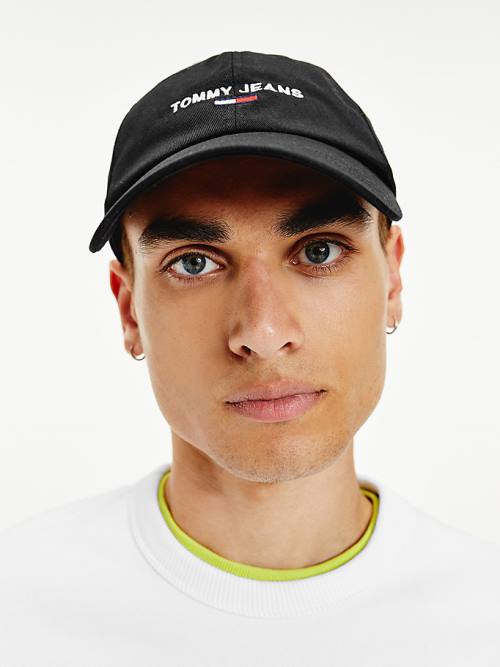 Tommy Hilfiger Logo Embroidery Cap Moški Kapa Črna | TH279HYM