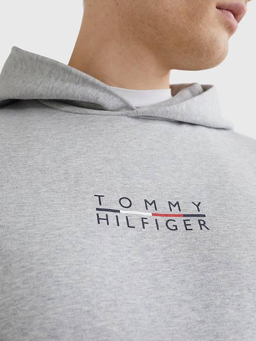 Tommy Hilfiger Logo Embroidery Moški Pulover s kapuco Siva | TH196XTO