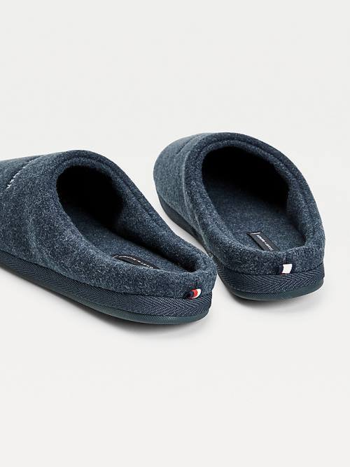 Tommy Hilfiger Logo Felt Home Moški Copati Modra | TH641NTW