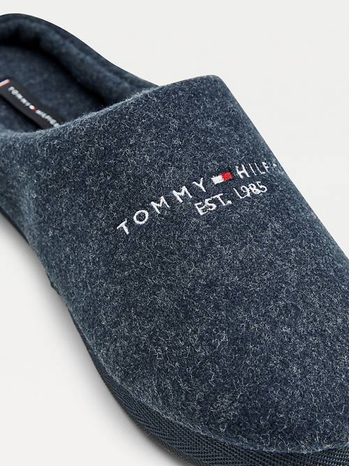Tommy Hilfiger Logo Felt Home Moški Copati Modra | TH641NTW